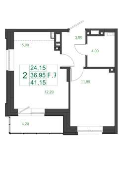 2-к квартира, вторичка, 41м2, 13/17 этаж