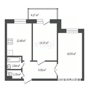 2-к квартира, сданный дом, 61м2, 1/9 этаж