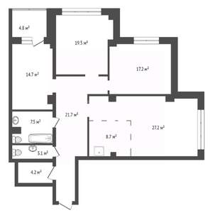 3-к квартира, вторичка, 122м2, 11/24 этаж