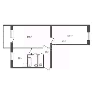 2-к квартира, вторичка, 45м2, 4/5 этаж