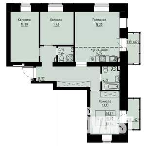 4-к квартира, вторичка, 87м2, 5/7 этаж