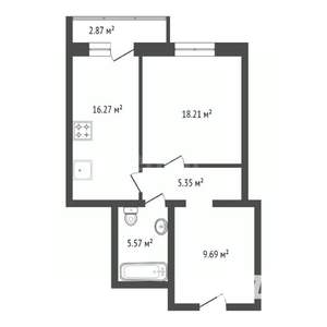 1-к квартира, вторичка, 57м2, 9/18 этаж