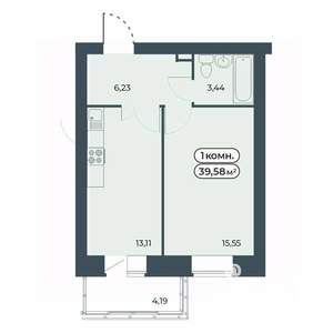 1-к квартира, вторичка, 40м2, 6/9 этаж