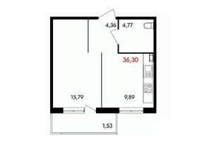 1-к квартира, вторичка, 36м2, 3/18 этаж