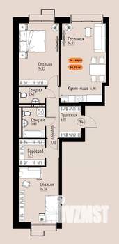 3-к квартира, вторичка, 67м2, 14/17 этаж
