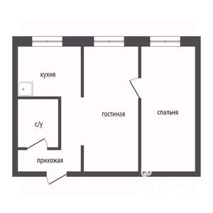 2-к квартира, вторичка, 43м2, 1/4 этаж