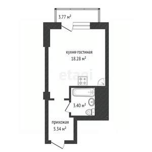 Студия квартира, вторичка, 28м2, 21/25 этаж