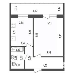 1-к квартира, вторичка, 35м2, 14/17 этаж