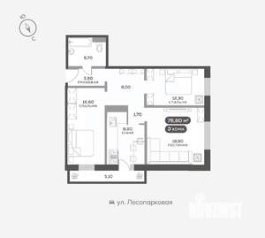 3-к квартира, вторичка, 77м2, 4/17 этаж