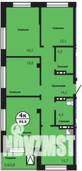 4-к квартира, вторичка, 94м2, 16/19 этаж
