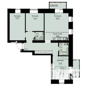 4-к квартира, строящийся дом, 87м2, 6/8 этаж