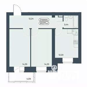 2-к квартира, вторичка, 58м2, 6/9 этаж