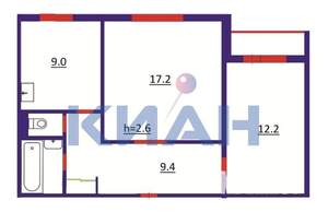 2-к квартира, вторичка, 53м2, 3/10 этаж