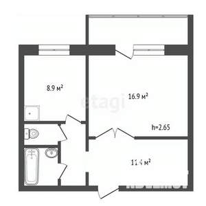 1-к квартира, вторичка, 42м2, 3/10 этаж