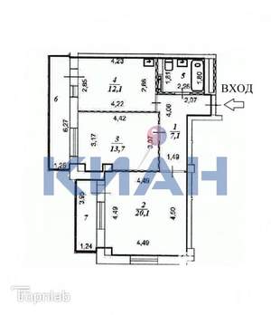2-к квартира, вторичка, 57м2, 3/17 этаж