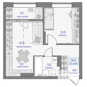 2-к квартира, вторичка, 40м2, 6/24 этаж