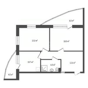 2-к квартира, вторичка, 62м2, 2/6 этаж