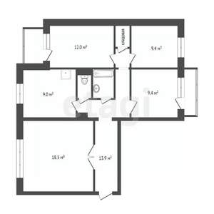 4-к квартира, вторичка, 80м2, 6/9 этаж