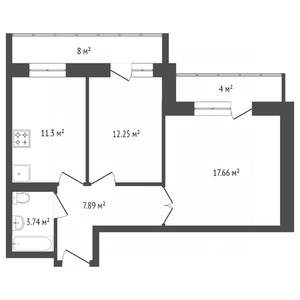 2-к квартира, вторичка, 54м2, 20/25 этаж