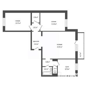 4-к квартира, вторичка, 77м2, 7/15 этаж