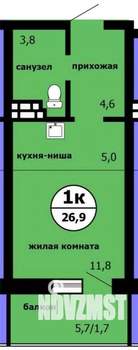 Студия квартира, вторичка, 27м2, 9/9 этаж