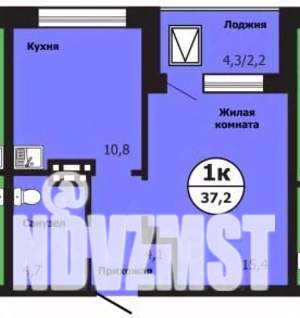 1-к квартира, строящийся дом, 38м2, 1/19 этаж