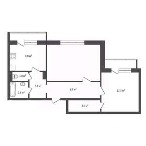 2-к квартира, вторичка, 48м2, 14/16 этаж