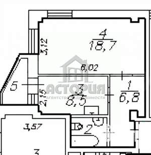 1-к квартира, вторичка, 38м2, 8/17 этаж
