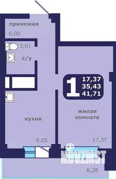 1-к квартира, вторичка, 42м2, 13/25 этаж