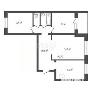 3-к квартира, вторичка, 60м2, 6/10 этаж
