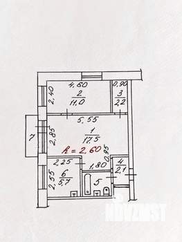 2-к квартира, вторичка, 42м2, 5/5 этаж