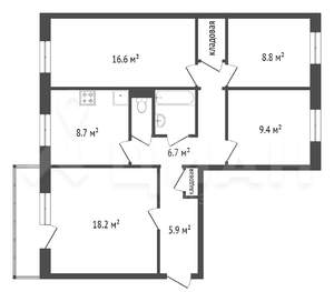 4-к квартира, вторичка, 84м2, 10/10 этаж