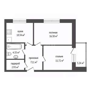 2-к квартира, вторичка, 54м2, 20/22 этаж