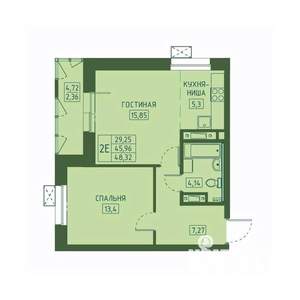 2-к квартира, вторичка, 48м2, 9/23 этаж