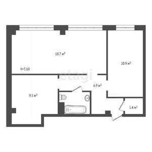 2-к квартира, вторичка, 50м2, 1/5 этаж