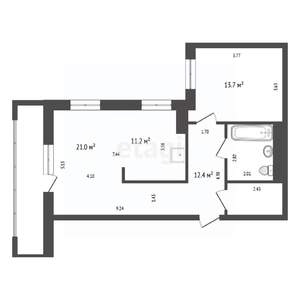 2-к квартира, вторичка, 71м2, 4/17 этаж