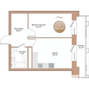 1-к квартира, вторичка, 39м2, 14/24 этаж