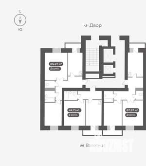 2-к квартира, вторичка, 65м2, 4/16 этаж