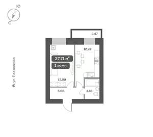 1-к квартира, вторичка, 38м2, 12/16 этаж