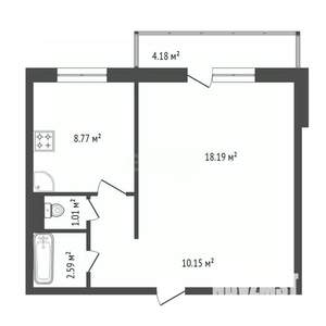 1-к квартира, вторичка, 41м2, 3/14 этаж