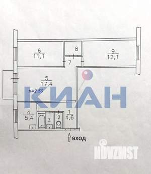 3-к квартира, вторичка, 58м2, 2/5 этаж