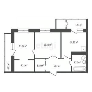 2-к квартира, вторичка, 56м2, 1/9 этаж