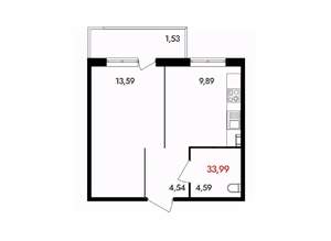 1-к квартира, вторичка, 34м2, 3/18 этаж