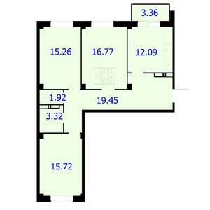 3-к квартира, строящийся дом, 86м2, 7/9 этаж