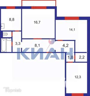 3-к квартира, вторичка, 75м2, 9/10 этаж