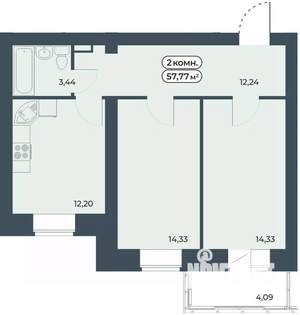 2-к квартира, вторичка, 58м2, 4/9 этаж