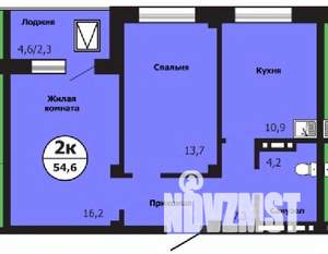 2-к квартира, строящийся дом, 55м2, 3/19 этаж