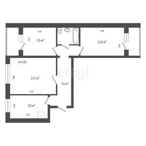 3-к квартира, вторичка, 64м2, 4/9 этаж