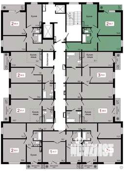 2-к квартира, строящийся дом, 61м2, 14/17 этаж