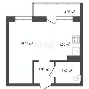 1-к квартира, вторичка, 37м2, 7/15 этаж